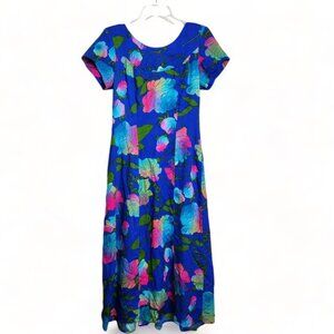 Vintage Hawaiian Muumuu Maxi Dress 1970s Ahi Nani of Hawaii Size‎ 8/10 Floral